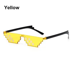 Enhanced Product Title:  
Pixelated Retro Mosaic Sunglasses - Fun Thug Life Gamer Shades (Yellow)