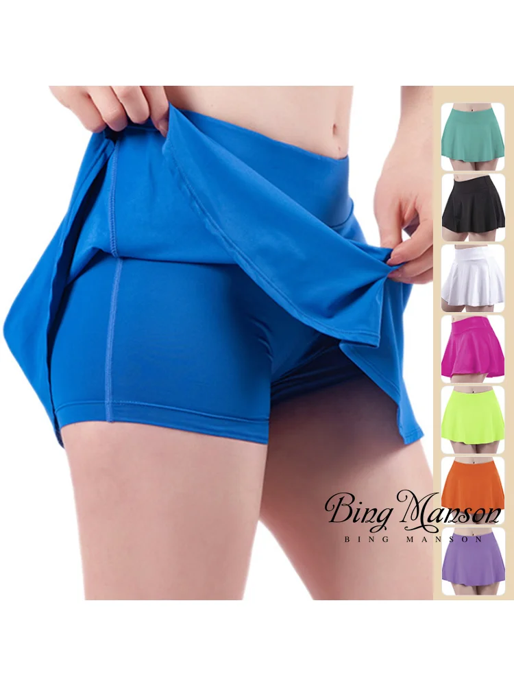 

Summer High Waisted Anti Glare Yoga Skirt Pants Women's Quick Drying Running Fitness Short Skirt Tennis Training Sports Shorts