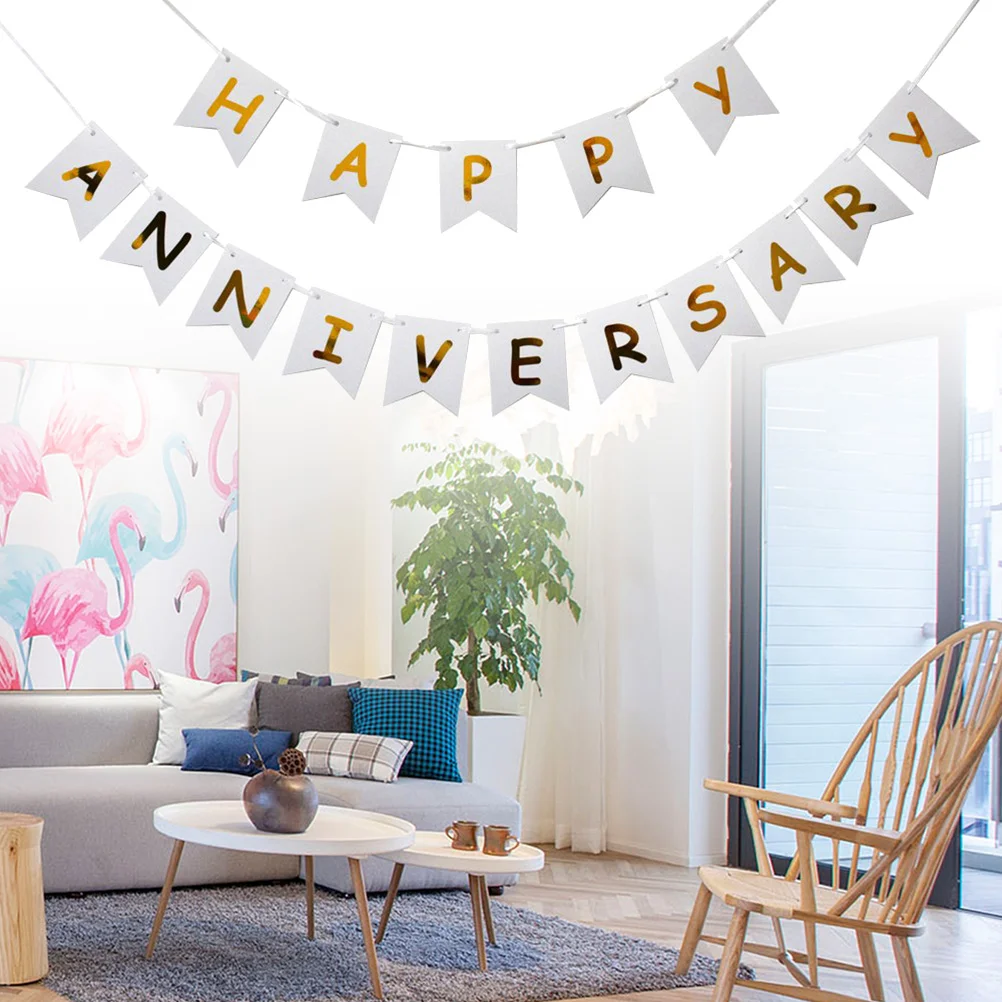 

HAPPY ANNIVERSARY Banner Letter Paper Bunting Garland Party Supplies for Birthday Wedding Decoration