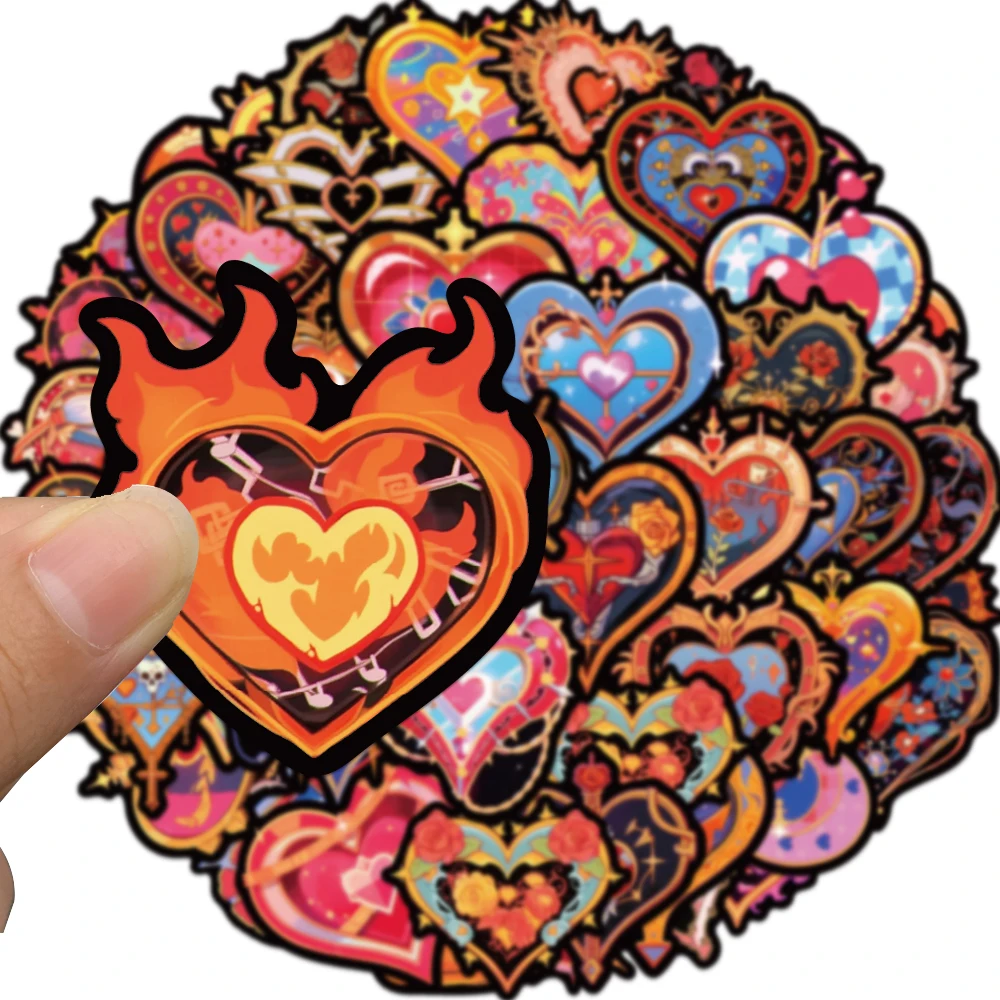 

50Pcs Cartoon Kawaii Love Heart Graffiti Stickers for DIY Scrapbook Stationery Suitcase Water Bottle Phone Laptop Guitar Car Toy