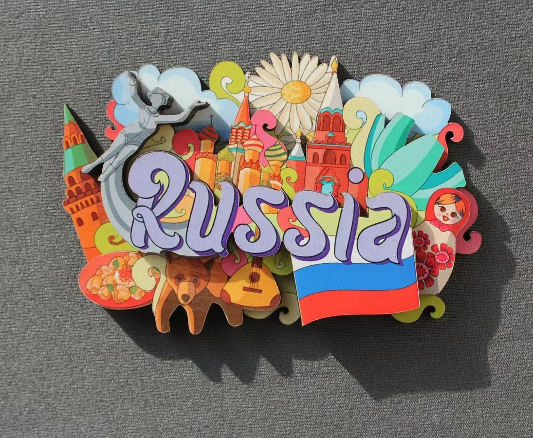 Description Picture 5 of itemWooden Refrigerator Magnet Famous Travel Souvenir United States Barcelona Russia Canada Thailand Denmark Magnetic Fridge Sticker