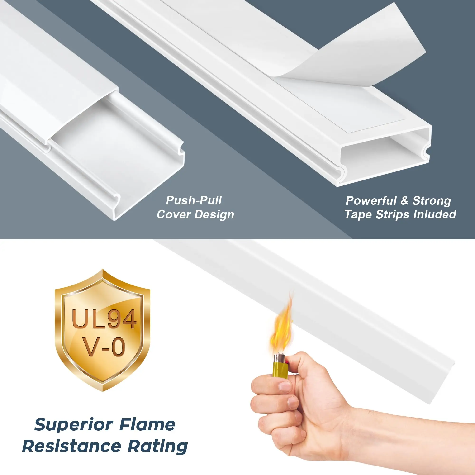 62.8in Cable Cover Wall White Wire Cover for Wall Paintable Cord Wall Kit Cord Hiders for TV 4pcs
