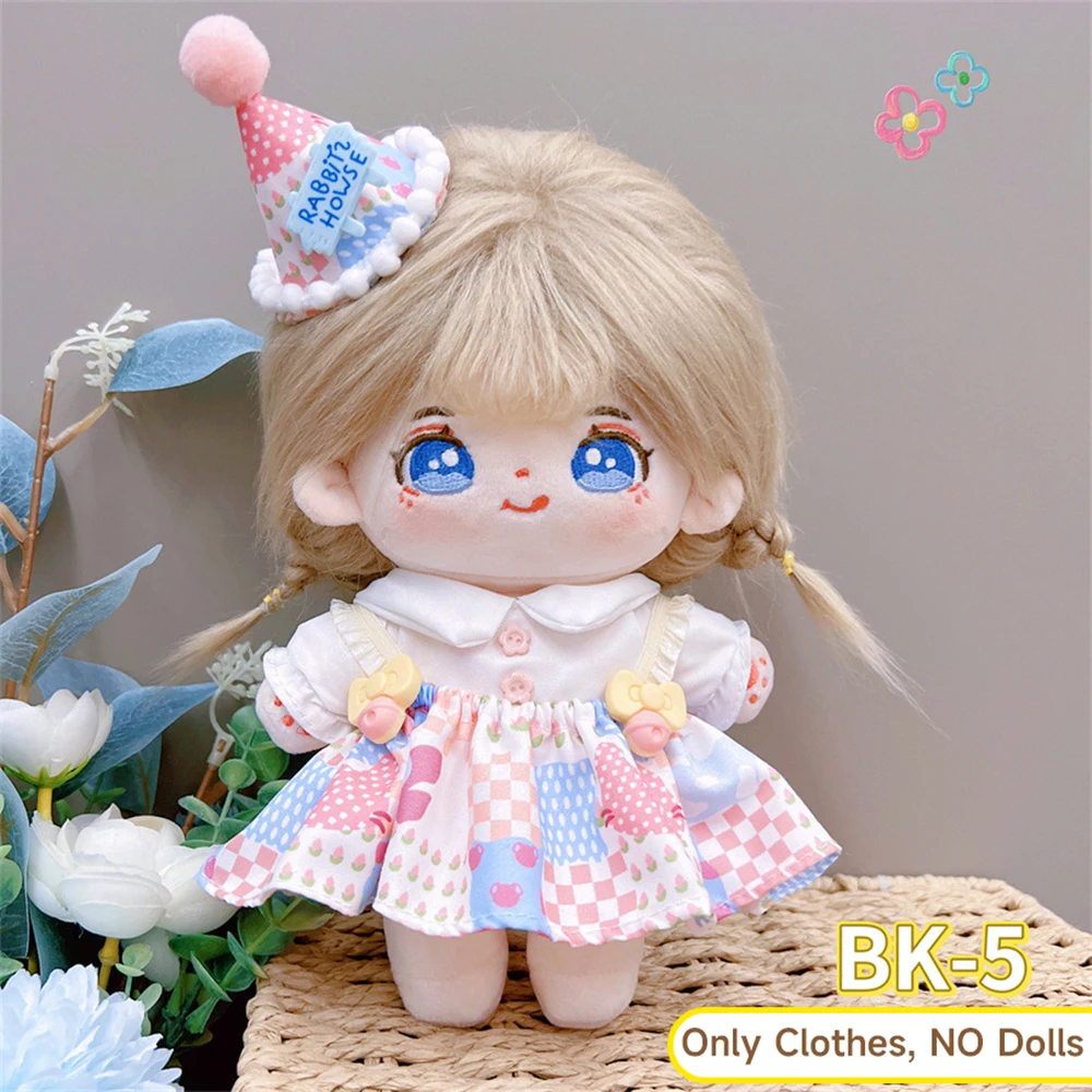 20cm Cotton Doll Clothes Dress Hairpins Set Cute Princess Dress