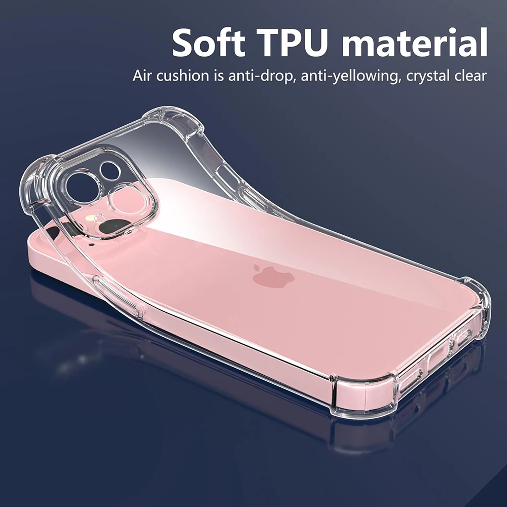 Shockproof Silicone Clear Phone Case with Lens Protection