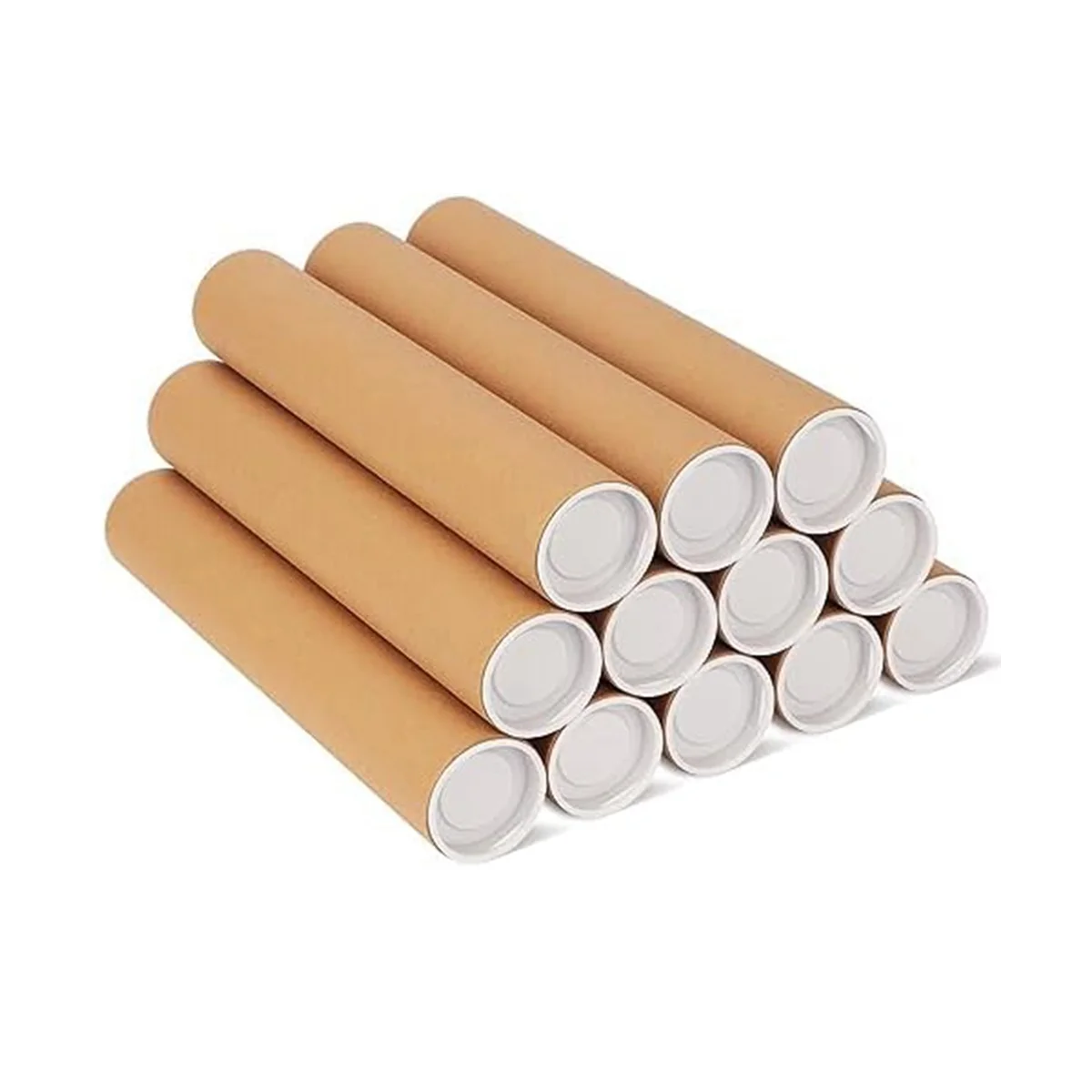 12 Pack Mailing Tubes with Caps for Packaging Posters, 2X12 Inch