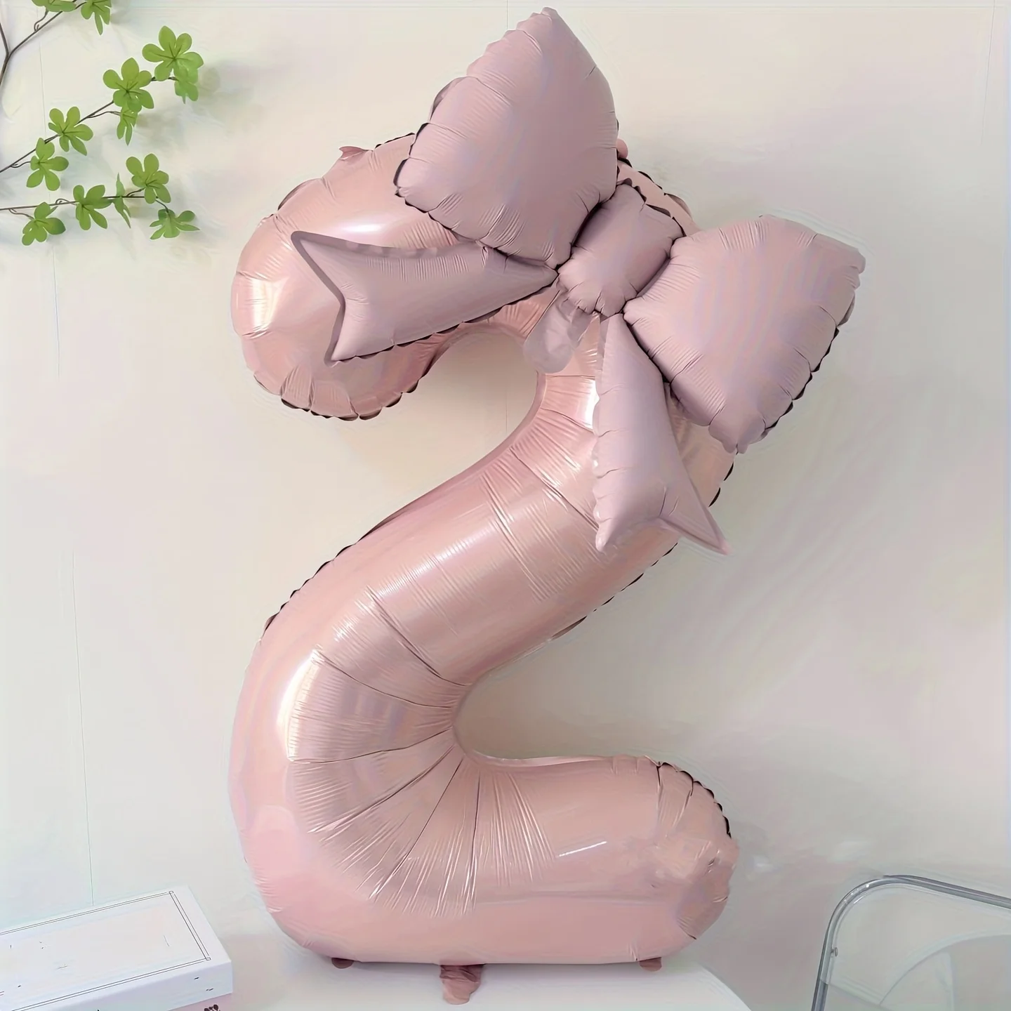 Pink 32-Inch Foil Number Balloon with Bow - Perfect for Celebrations and Decor