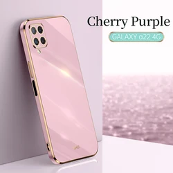 Sophisticated Plating Fashion Silicone Square Phone Case - Elegant Soft Back Cover - Galaxy M32 4G (Cherry Purple)
