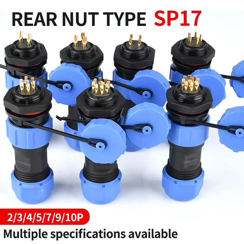 

T&I Waterproof IP68 aviation plug male female butt joint wire connector SP17 socket connector 2p 3 4 5 6 7 9 Pin