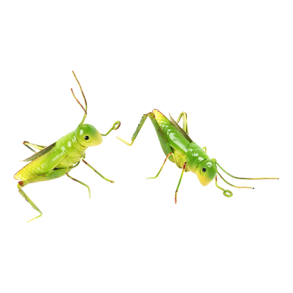 

2 PCS Simulation Grasshopper Ornaments Metal Sculpture Simulated Insect Model Statue