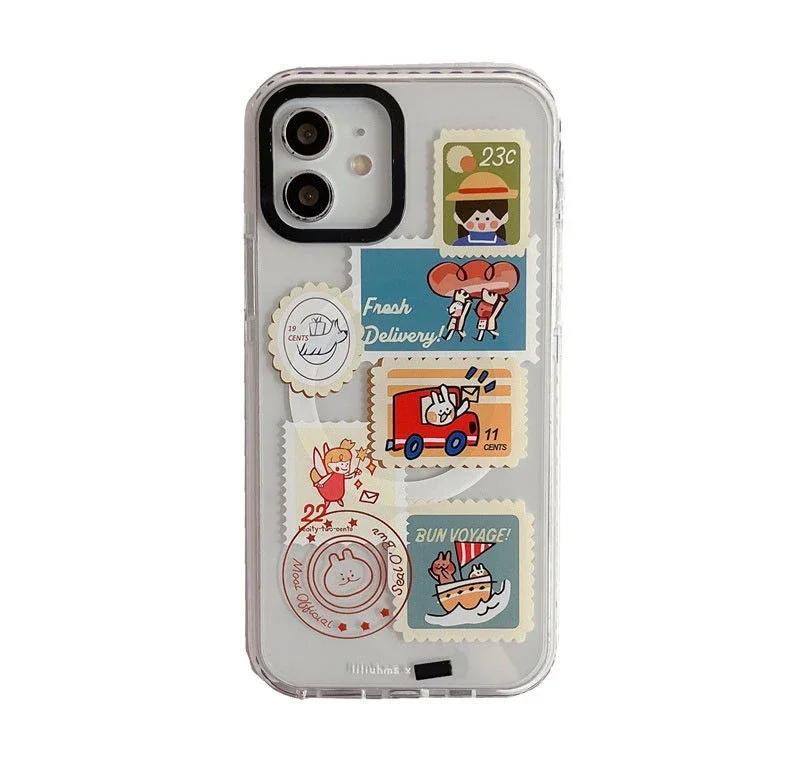 MagSafe Acrylic Cartoon Stamp Phone Case Cover for IPhone 11 12 13 14 15 Pro Max Case for IPhone 15 Pro Max