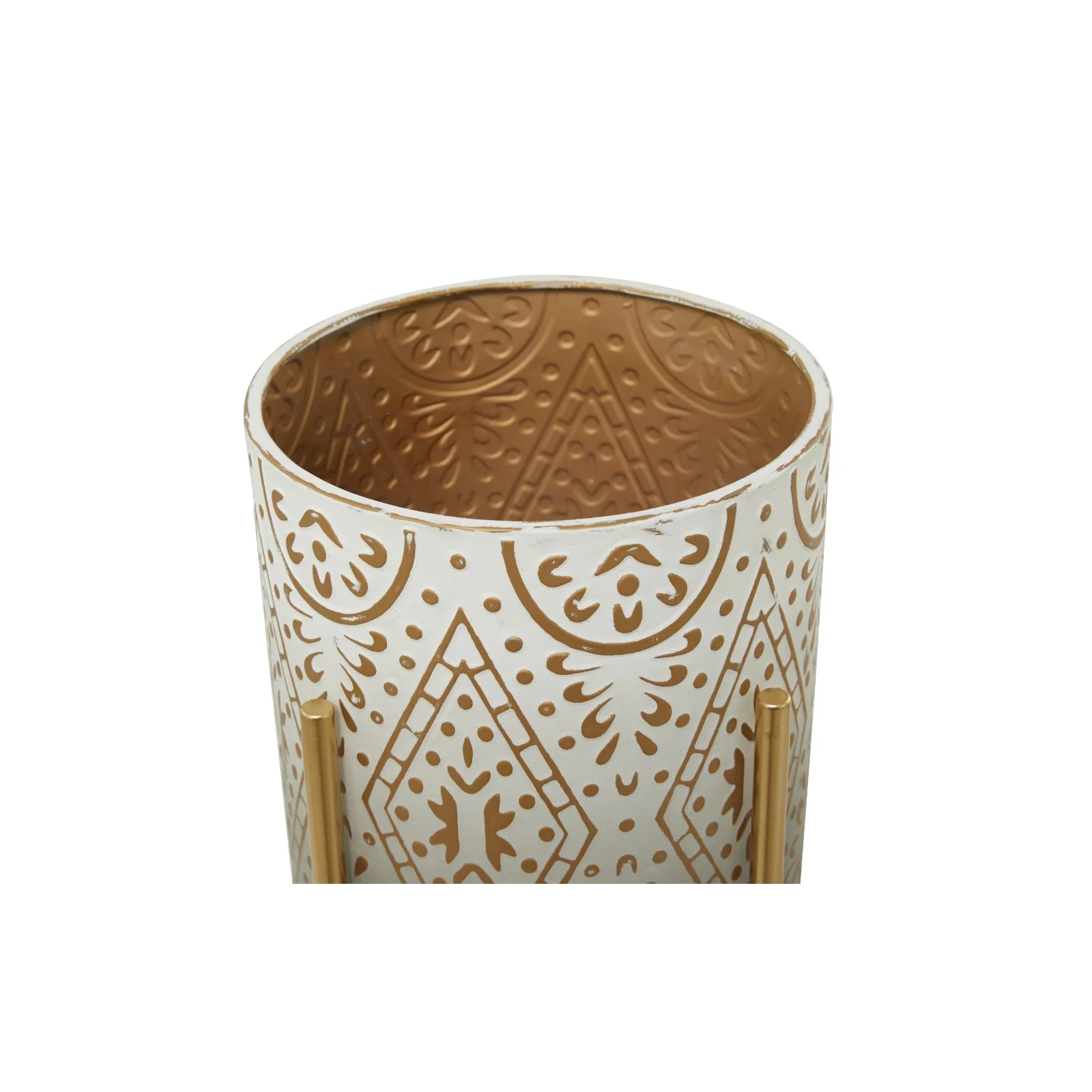 US 23 in., and 19 in. Large Cream Metal Indoor Outdoor Planter with Removable Stand (2- Pack) 2
