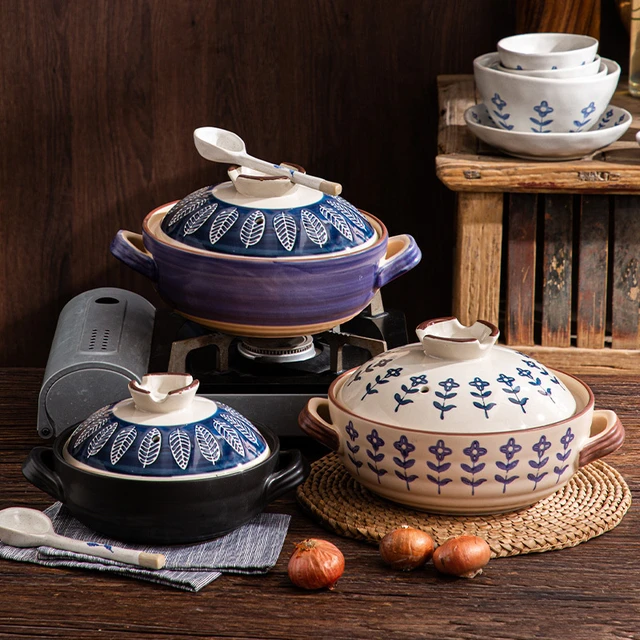 Hot Sale Japanese Style Restaurant Blue Pattern Clay Cooking Pot Ceramic  Casserole Terracotta Pot - China Clay Pot and Ceramic Soup Pot price