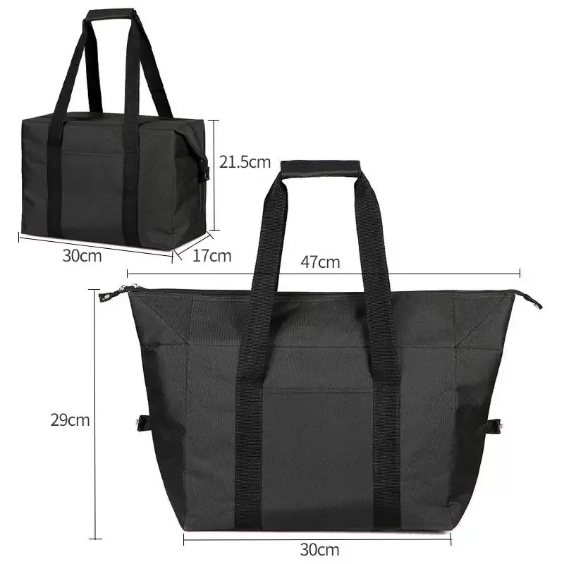 Large Capacity Insulated Tote Bag, Foldable Cooler Bag, Student Work Lunch Bag, Outdoor Picnic Bag