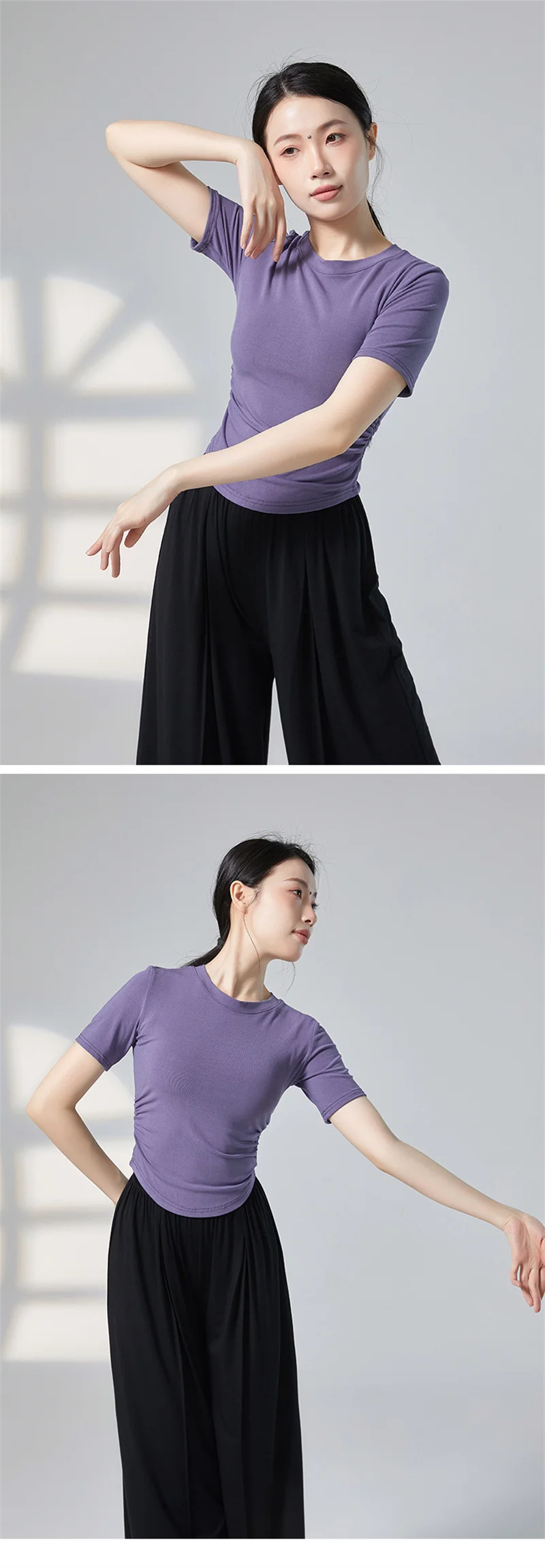 Frauen Yoga Shirt Erwachsene Klassischen Tanz T-Shirt Kurz Und Langarm Modern Dance Top Ballett Täglichen Ausbildung Kostüm Mädchen Strumpfhosen – Detail 3