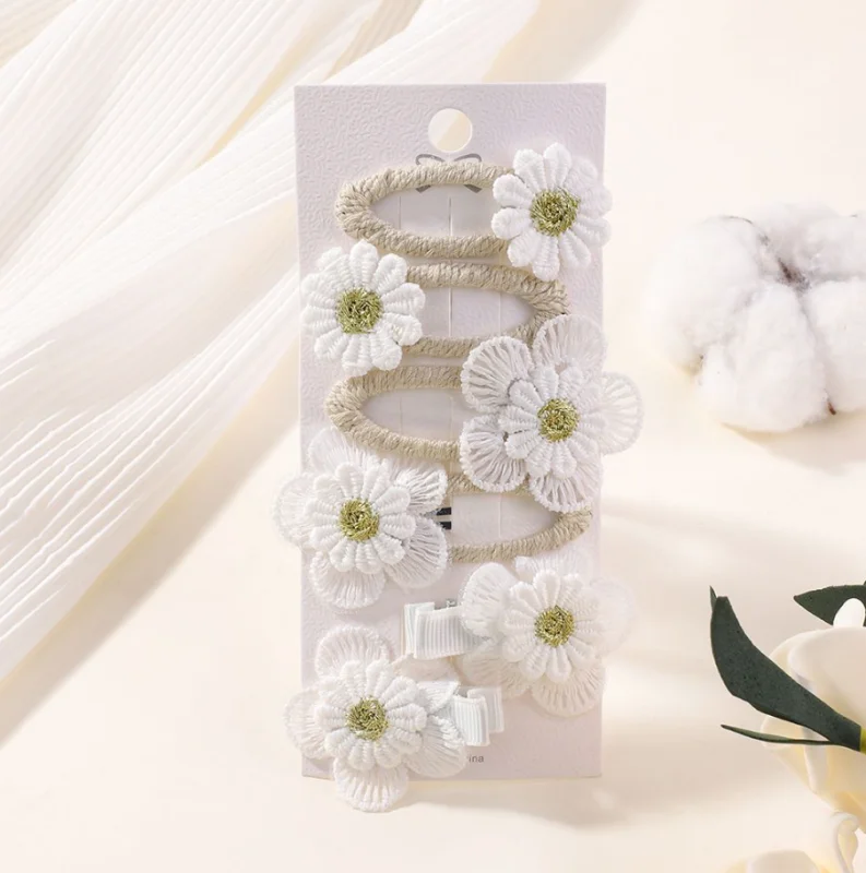 6 Teile/satz Gänseblümchen Blume Haar Clips Haarnadeln für Kinder Handgemachte Baby Mädchen Weiße Prinzessin Hairgripes Kopfschmuck Haar Zubehör Geschenk – Detail 9