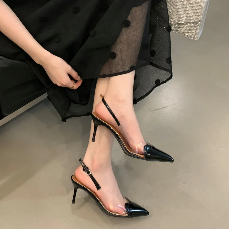 7cm or 9cm Red Pumps Women Shoes Sexy Transparent High Heels White Pumps Pointed Toe Slingback Shoes Ladies Stilettos Mujer 2025 3