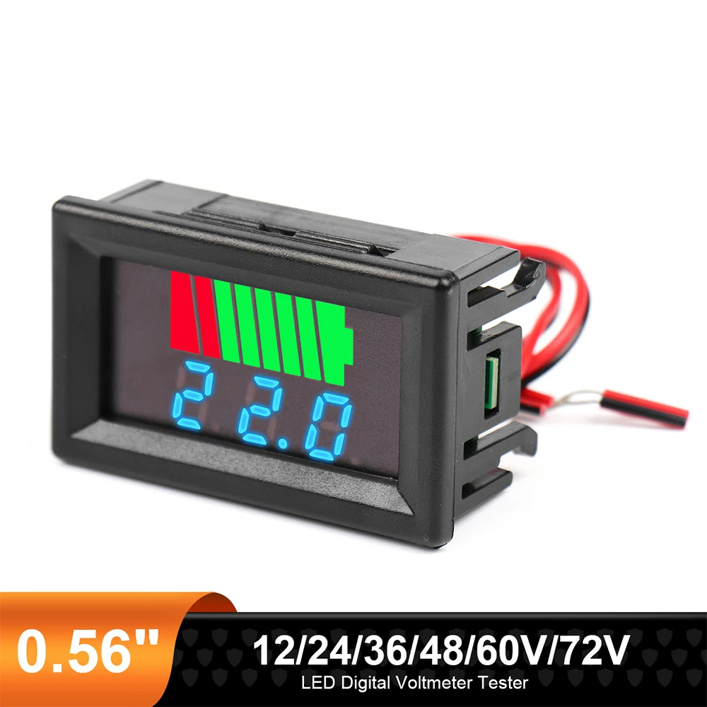 

Car Battery Charge Level Indicator 12V 24V 36V 48V 60V 72V Lithium Battery Capacity Meter Test Display LED Tester Voltmeter