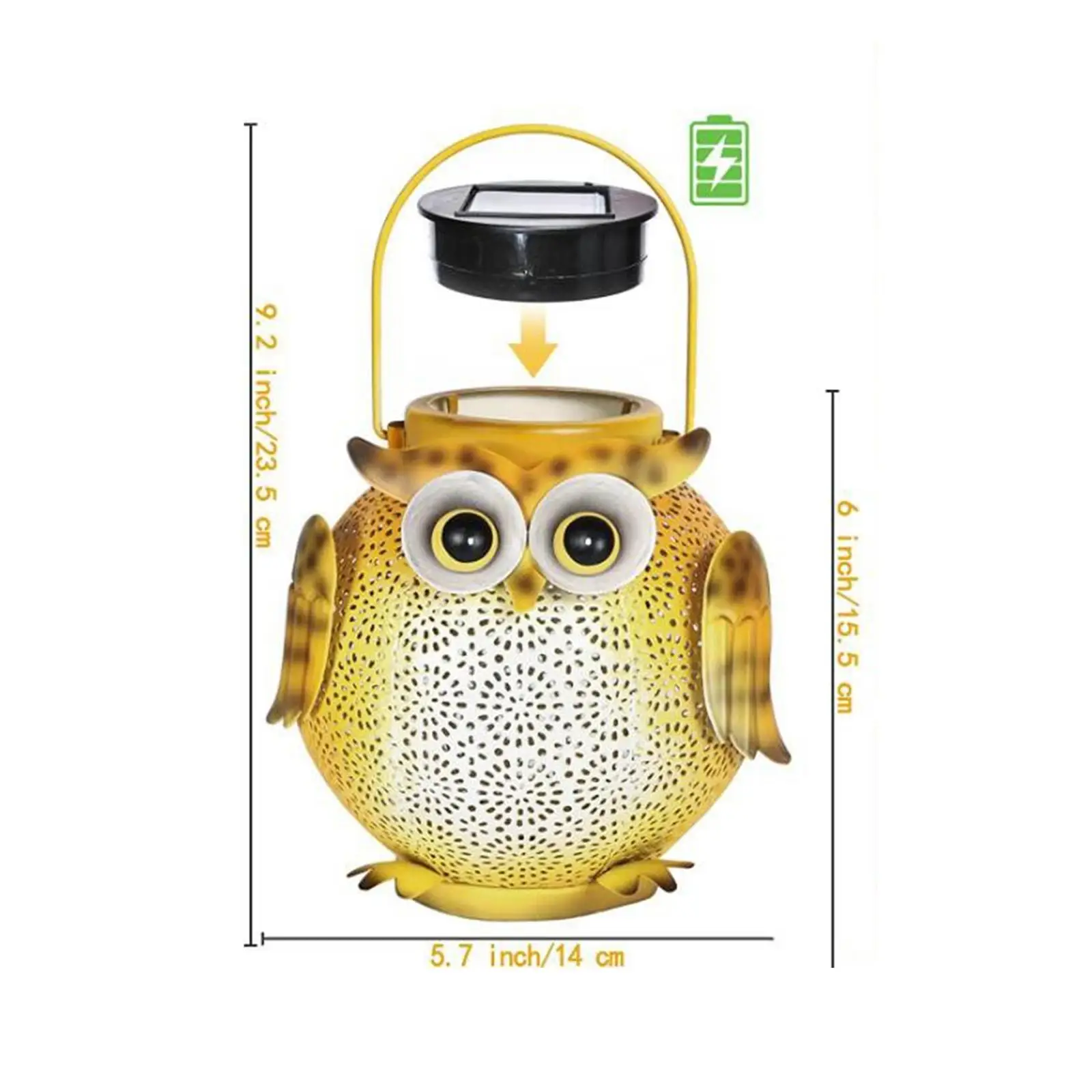 Hanging Solar Lantern Light Owl Garden Decoration Owl Lantern Solar Lamp Landscape Lamp for Lawn Balcony Outside Birthday Garden