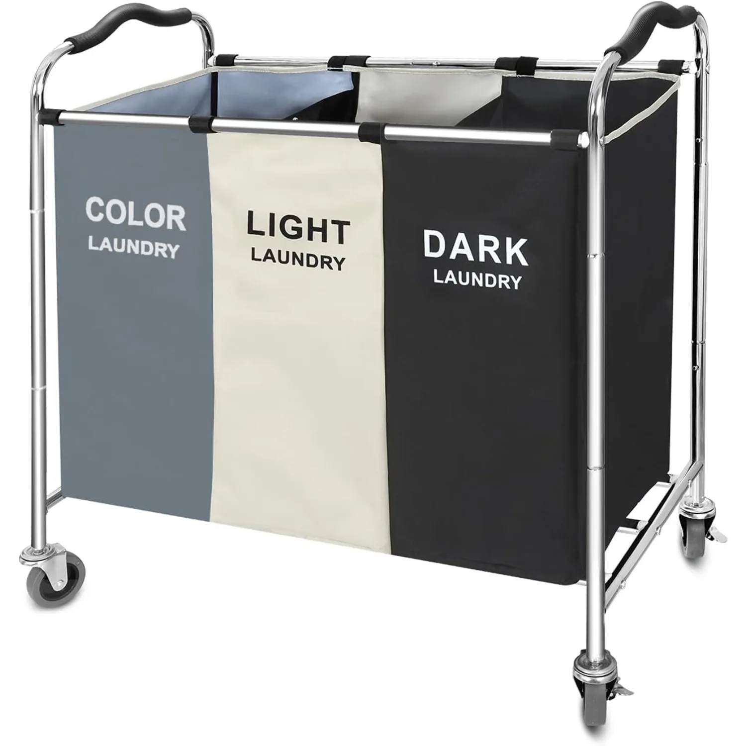 240L Laundry Hamper Large Laundry Basket with Wheels 3 Section Bag Organizer for Dirty Clothes Dorm Room Essentials