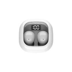 Ultra - Light Bluetooth 5.3 Noise - Cancelling Wireless Earbuds with Digital Display & Transparent Case, 25H Playback (WHITE)