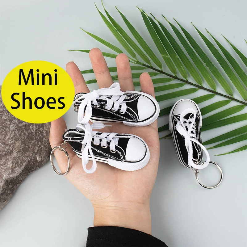 48Pcs Mini Canvas Sneaker Keychain Tennis Shoes Keychain Sport Sneaker Keyrings for Bag