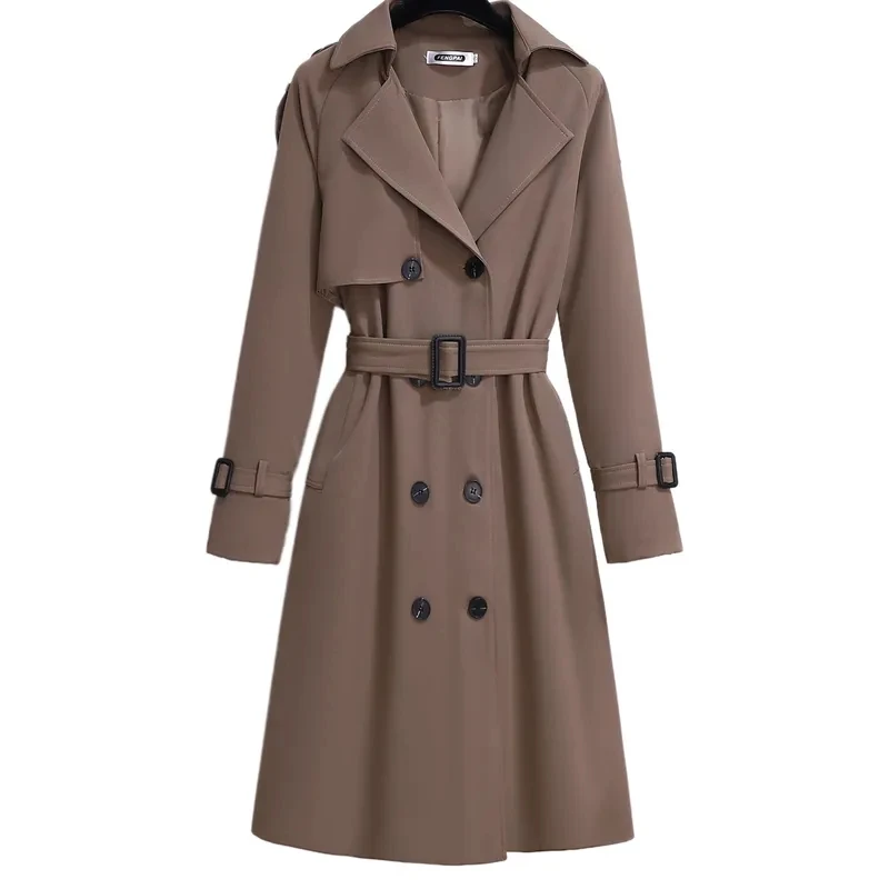 

Windbreaker Female Korean Long Design Advanced Feeling Early Spring And Autumn Coat New Belt Loose Solid Color Temperament Coat