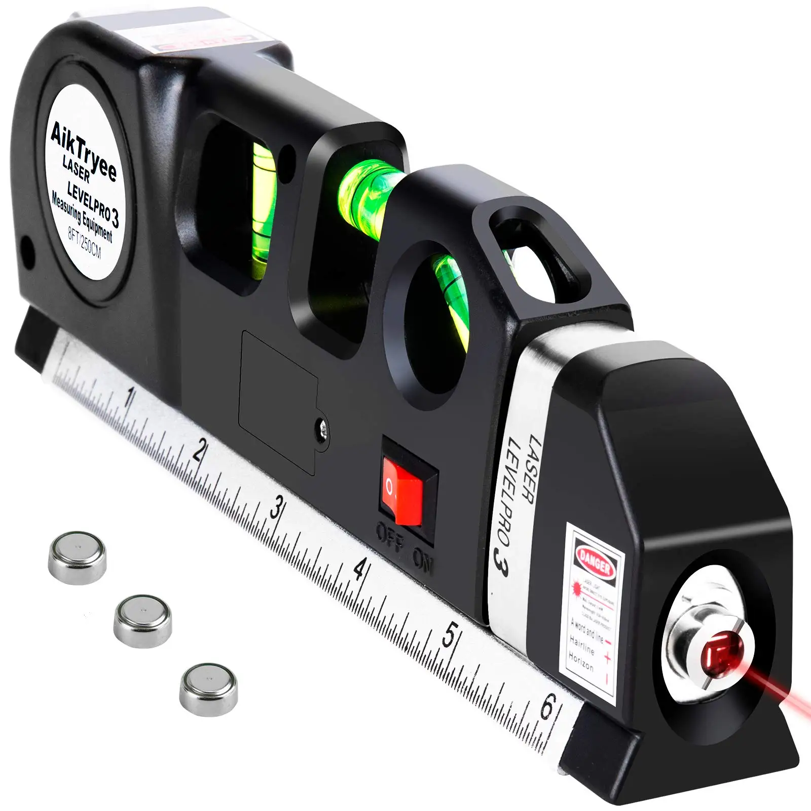 

New Laser Level Horizon Vertical Measure 8FT Aligner Standard and Metric Rulers Multipurpose Measure Level Laser Black Dropship