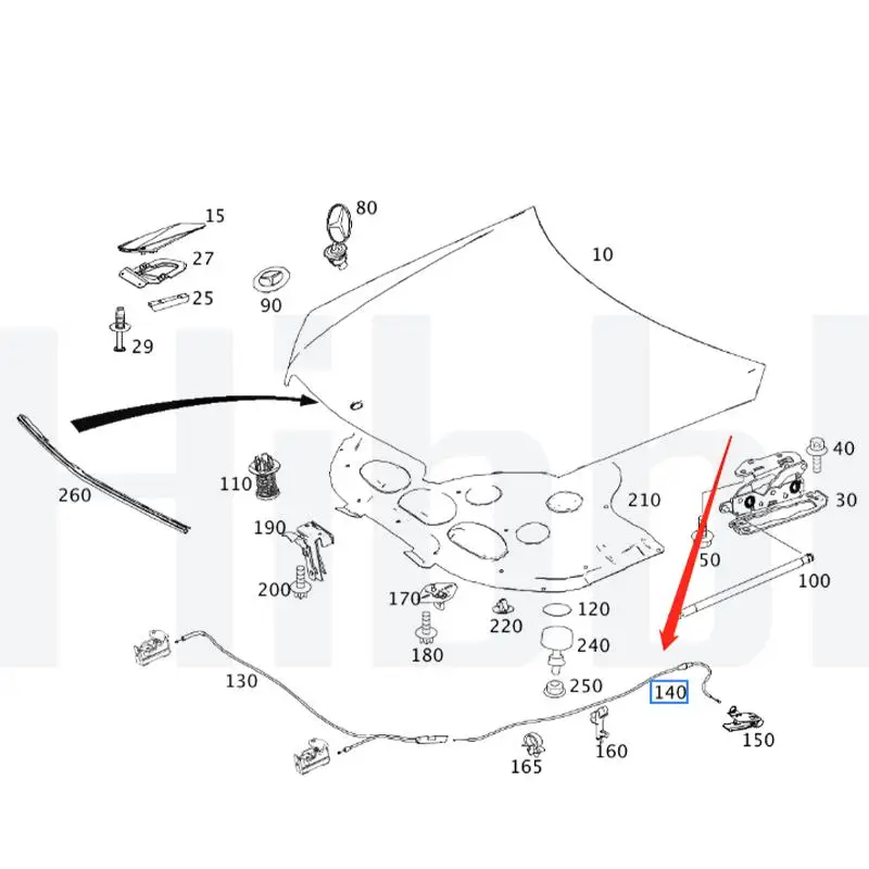 Cavo di controllo del cofano posteriore del cavo dello strumento combinato dell'automobile hibl 2048800559 per Mercedes Benz X204 C250 C350 C63