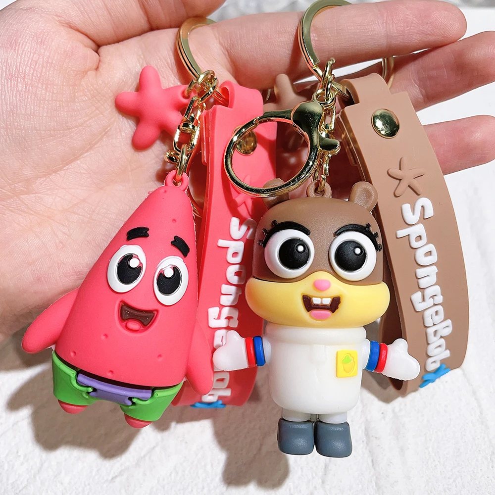 Anime Spongebob Schwammkopf Schlüsselanhänger Patrick Star Krabs Gary Sandy Kawaii Spielzeug Schlüsselanhänger Weihnachtsgeschenk Tasche Geburtstagsgeschenk für Kind