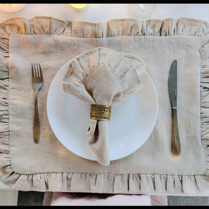 Linen Placemats - Set of 4 Placemats with Hemstitch Detail - Hand Crafted  Pure Linen Fabric Placemats - Everyday Casual Formal Holiday Dining Table