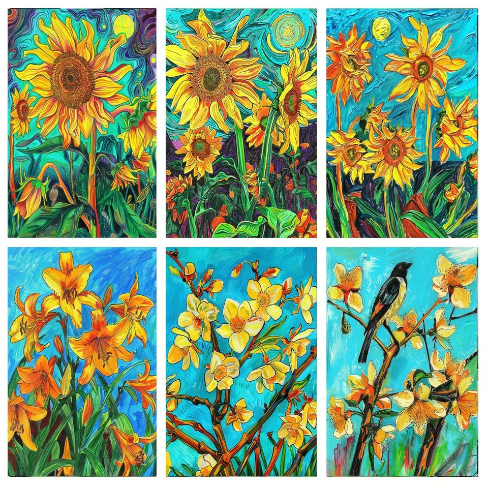 

Painting By Numbers Yellow Flowers Landscape Adult DIY Kit Acrylic Paint 40*50cm Canva Artwork Gift Home Decorate