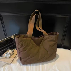 Quilted 16 - Inch Laptop Tote Bag for Women - Elegant Work & Travel Shoulder Bag (Brown)