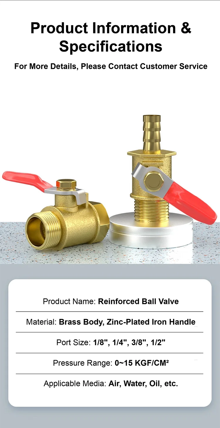 1/4 1/8 3/8 Inch Brass Mini Ball Valve BSP NPT Female Male Thread Red Handle Wat