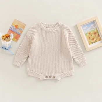 0-2Y Knitting Newborn Baby Girl Boy Spring Autumn Clothes Cute Long Sleeve Sweater Romper Jumpsuit Casual New born Outfits 1
