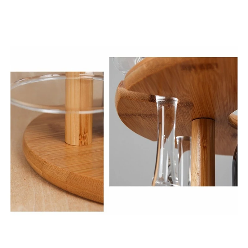 ABKY-Wine Glass Rack Freestanding Stemware Storage Rack Natural Bamboo Wooden Wine Storage Glasses Tabletop Wine Glass Holder