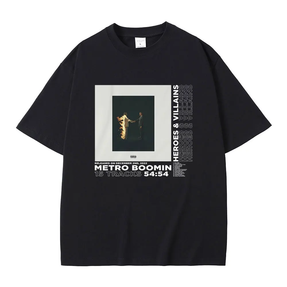 

Rapper Metro Boomin Heroes & Villains Music Cover Album Graphic T-shirt Men Hip Hop Oversized Tshirt Men's Fashion Streetwear
