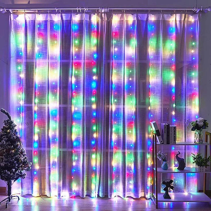 

3m/4m/6m Led Garland Curtain Light 8 Modes Remote Control Fairy Tale Light String Wedding 2024 Christmas Home Decoration Light