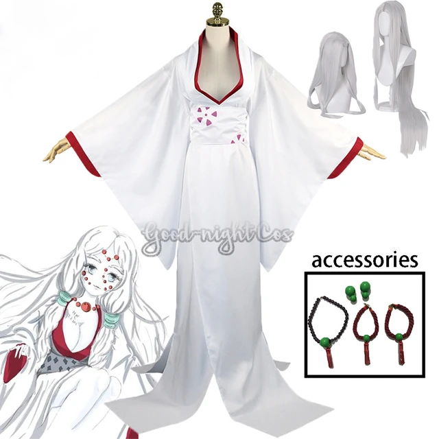 Anime Demon Slayer: Kimetsu no Yaiba Spider Mother Rui Kimono V-neck Women  Cosplay Costume Dress Belt +Cosplay wig full set - AliExpress