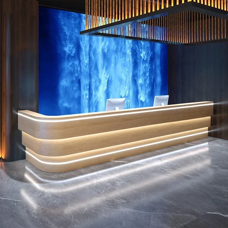 Business Checkout Counter Reception Desk Luxury Workbench Hotel Front Desk Reception Counter KTV Bar Bancone Furniture