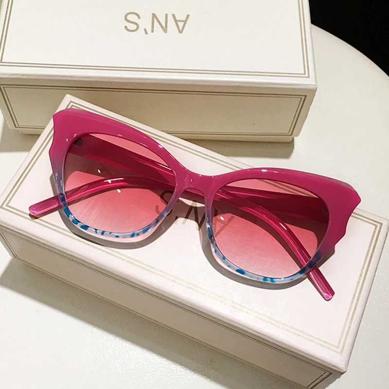 New Fashion Cat Eye Sunglasses Women Brand Designer Sun Glasses Female Personality Triangle Cateye Vintage Oculos De Sol