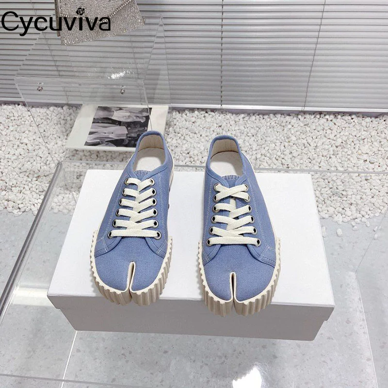 

Thick Sole Split Toe Platform Shoes Women Spring Casual Formal Lace up Vacation Shoes Designer Party Lover Walking Shoes Women