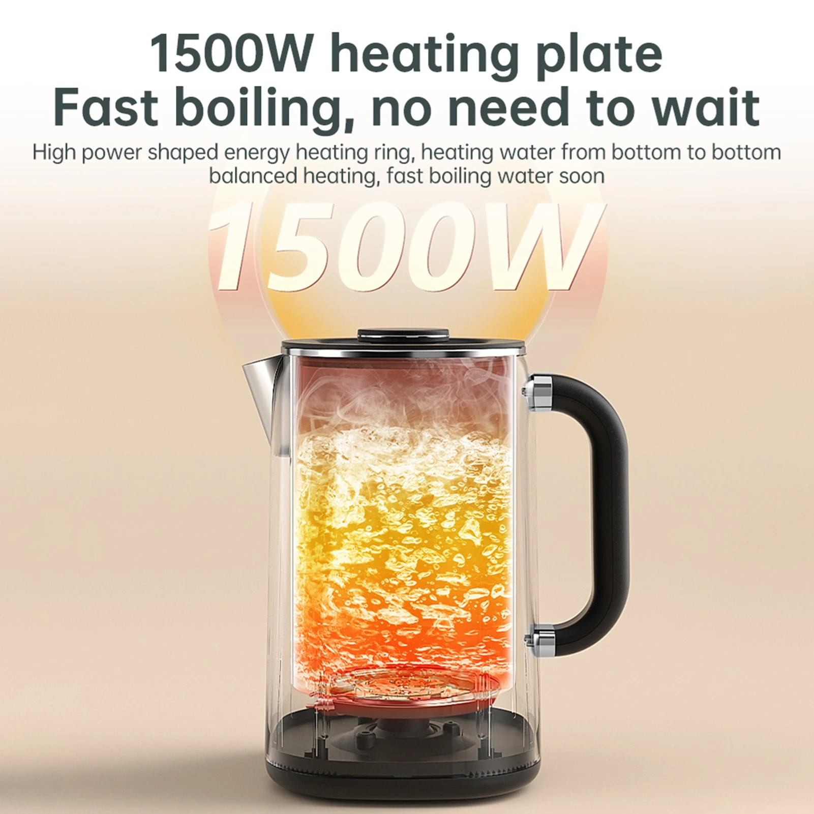 Water Kettle 1.7L/57.5OZ Electric Kettle, Easy to Clean Kettle, Double
