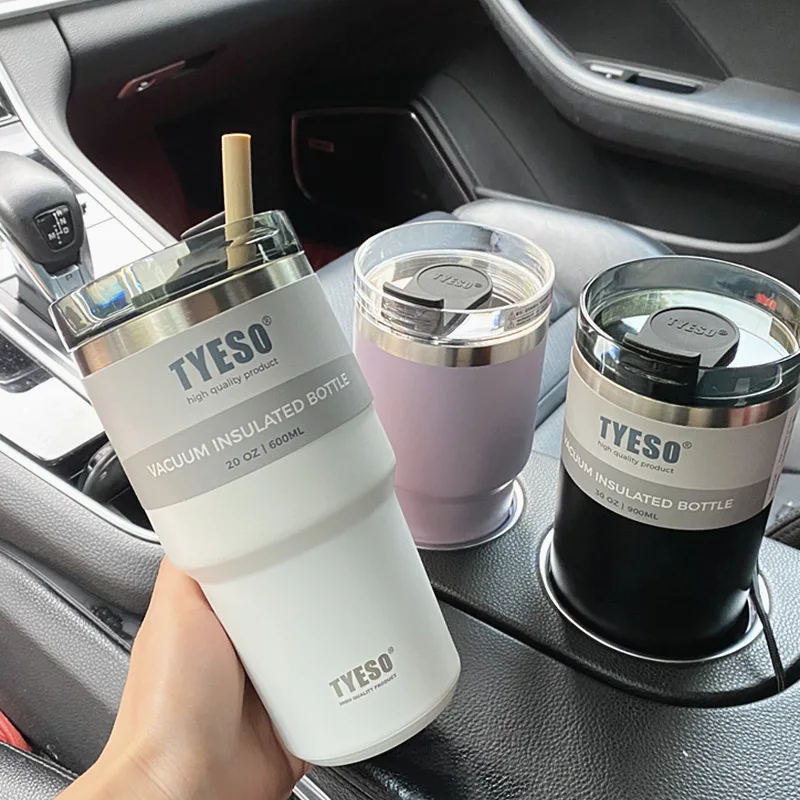 Creative Fashion 304 Stainless Steel Thermo Cup 600 &amp; 890ml Coffee Mug Travel Water CupsStraw Car Water Bottle