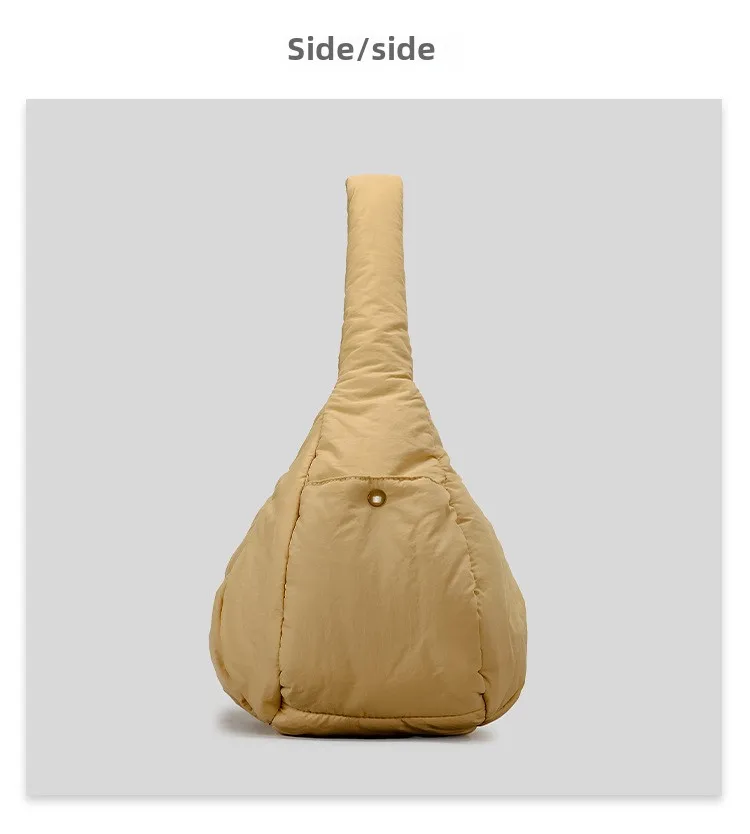 Shoulder Bag Women Padded Crescent Quilted Lightweight Nylon Handbag_voghion.com
