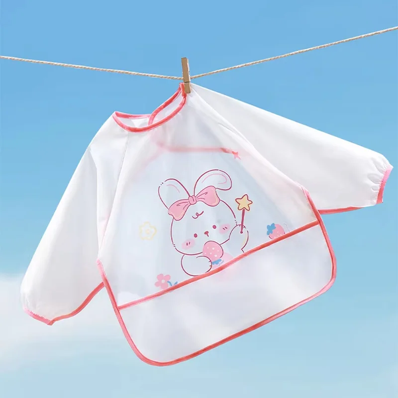 아이베딜라 방수 긴팔  턱받이 1-3세용 긴소매 미술 앞치마 주머니 포함 용 식사 앞치마 남아 여아용