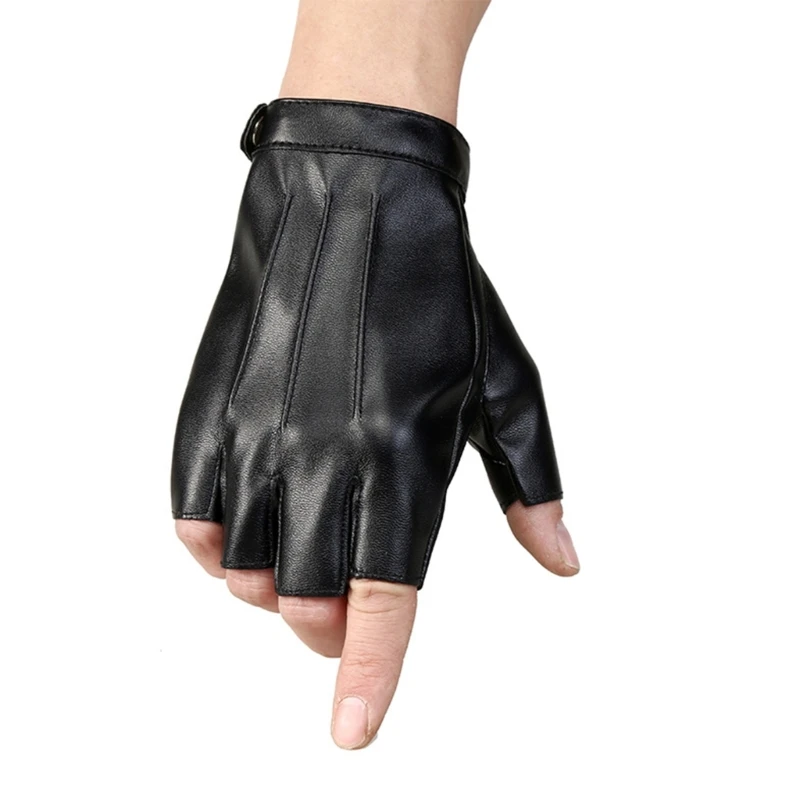 Gothic Fingerless Gloves Y2K Adjustable Strap Cycling Gloves Cosplay Party Costume Adult Mittens Cool Accessories