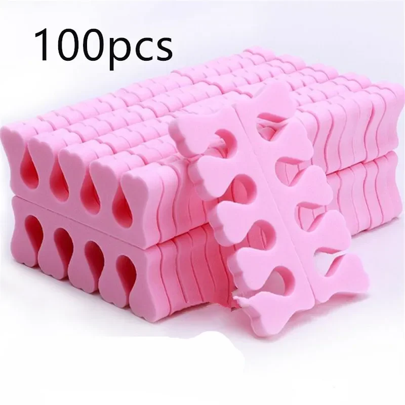 Nail Art Tools Toe Separators Pink Sponge 100Pcs = 50 Pairs Nail Art Toe Separators Fingers Feets Sponge Soft Gel Polish Manicure Pedicure Pack Beauty Tools