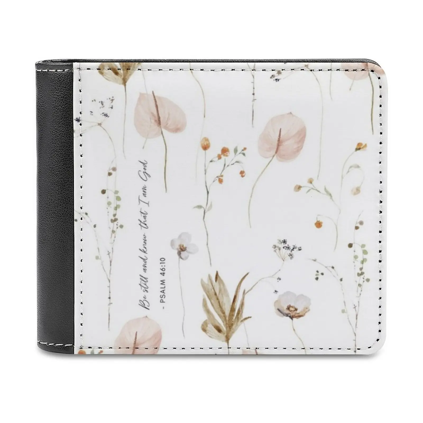 Be Still Psalm 46 10 Leather Wallet Short Slim Male Purses Money Credit Card Holders Men Wallet Psalm 46 10 Bible Verse Bible