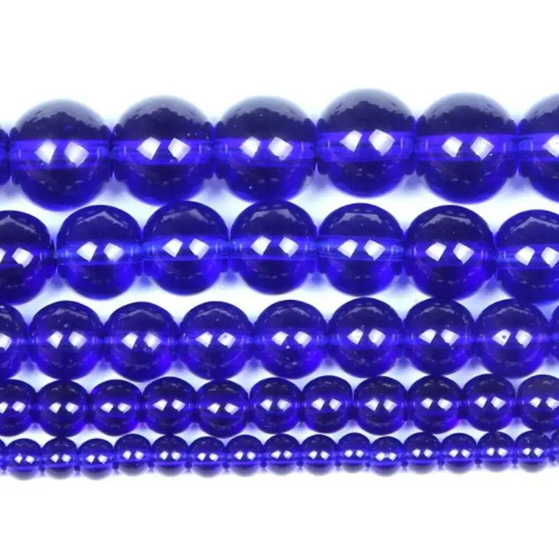 

Fashion Natural Stone Navy Blue Glass Charm Loose Bead DIY Round Beads Jewelry Accessories