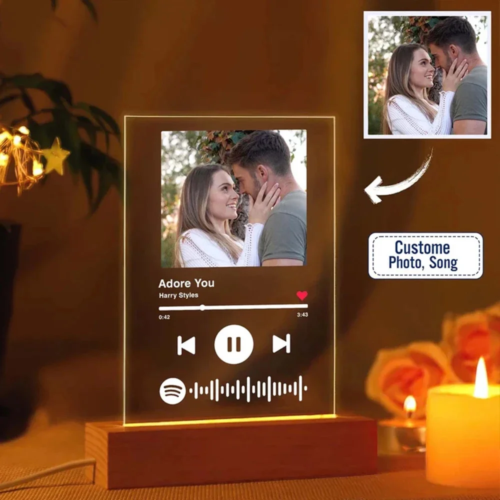 Personalized 3D Lamp Custom Photo/Text Instagram Style 3D Led Lamp For Valentine's Day Wedding Anniversary Birthday Music Plaque custom photo acrylic board led music plaque song code album cover plaque personalized qr code usb light